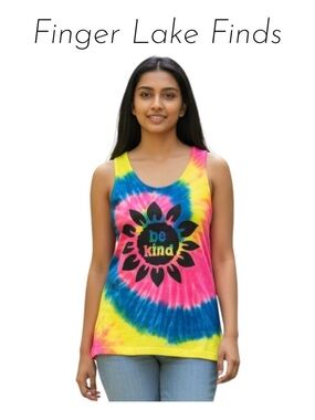 'Be Kind' Tie-Dye Tank Top - Bright Multicolor, M